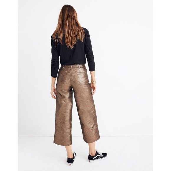 Madewell Emmett Wide-Leg Crop Pants in Metallic - Picture 2 of 9